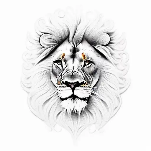 Lion Thats Half Realistic And Half Line Art