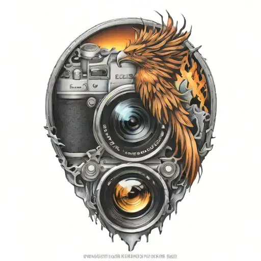 Phoenix Rising From A Camera Lens Transforming