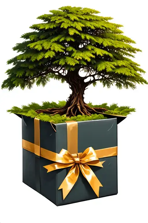 Tree Growing Out Of A Present Box