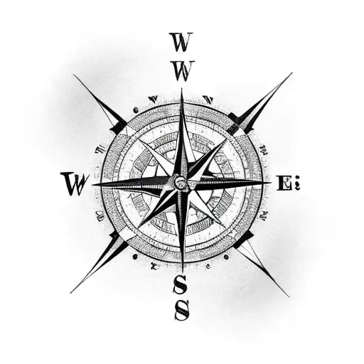 Compass With World Map And Ship