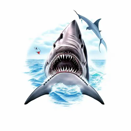 Ship On Fire With A Shark Biting It