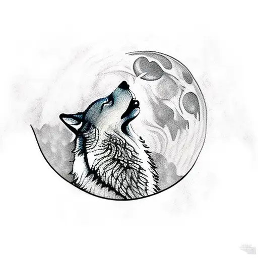 A Majestic Wolf Howling At The Moon Amidst A Serene Forest Landscape