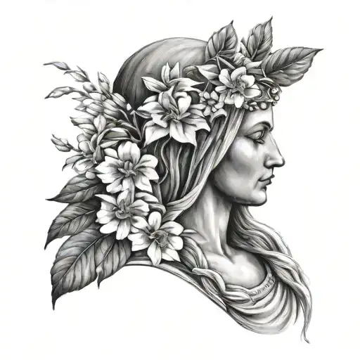 Vigin Mary With Flowers