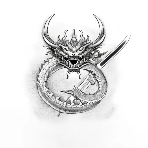 Samurai Sword With Dragon Going Around It