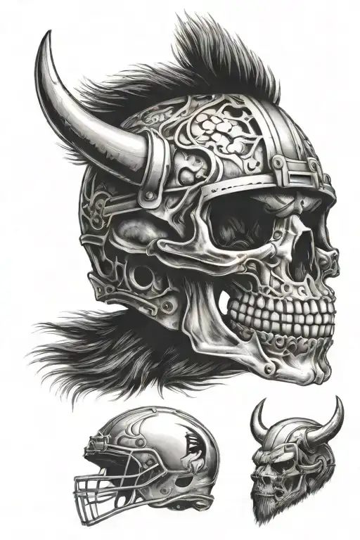 Skull Wearing Football Helmet And Buffalo