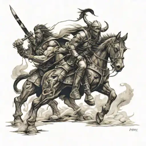 Lone Warrior Battling Demons