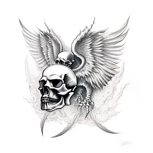 Three Skull With Devil Wings