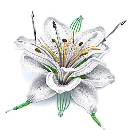 Realistic Lily Flower Bouquet With Crochet Hooks Intertwined