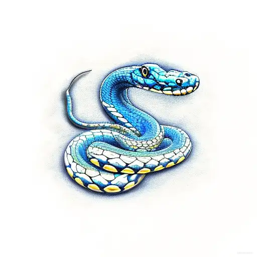 Blue Viper Snake With Flowers