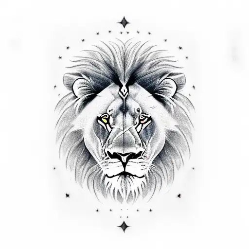 A Male Lion With A Night Sky Background