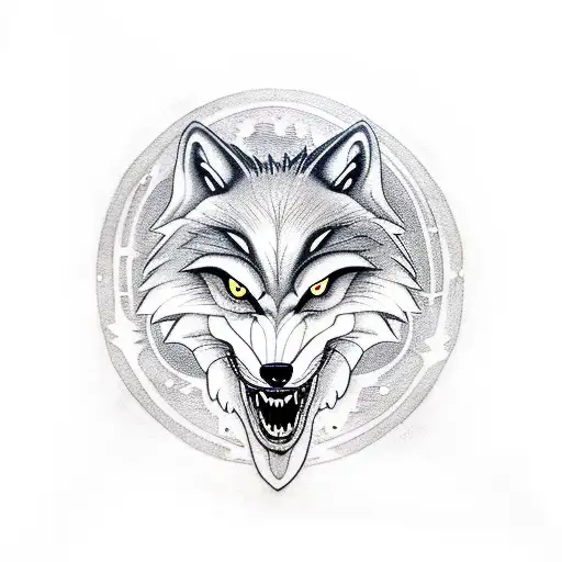 A Fierce Wolf Howling At The Moon In A Mystical Forest