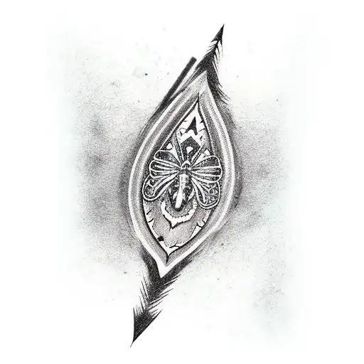 Wispy Arrow Made Out Of A Semicolon With Water Collors And Buterfly