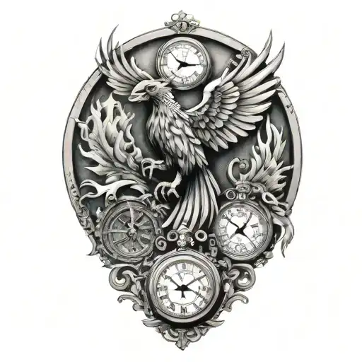 Phoenix Rising With A Camera And 3 Pocket Watches