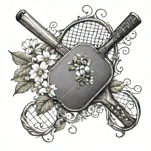 A Table Tennis Racket Intertwined With A Vine Of Flowers