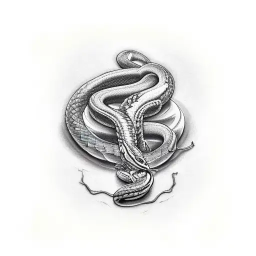 Spinal Vertebrae With Snake