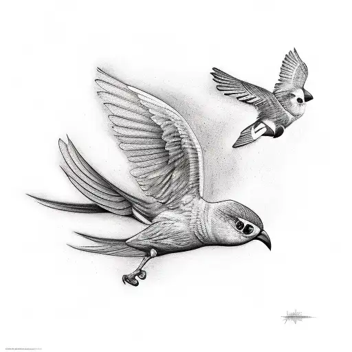 5 To 8 Birds Of Different Sizes Flying