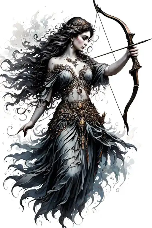 Goddess Holding Bow And Arrow