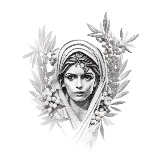 Full Body Greek Female Statue With Olive Branch