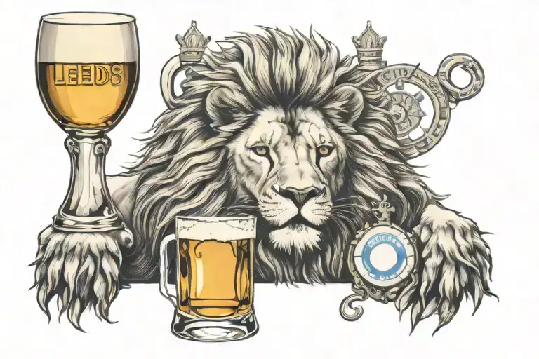 Leeds United With A Lion And A Pint Glass Filled