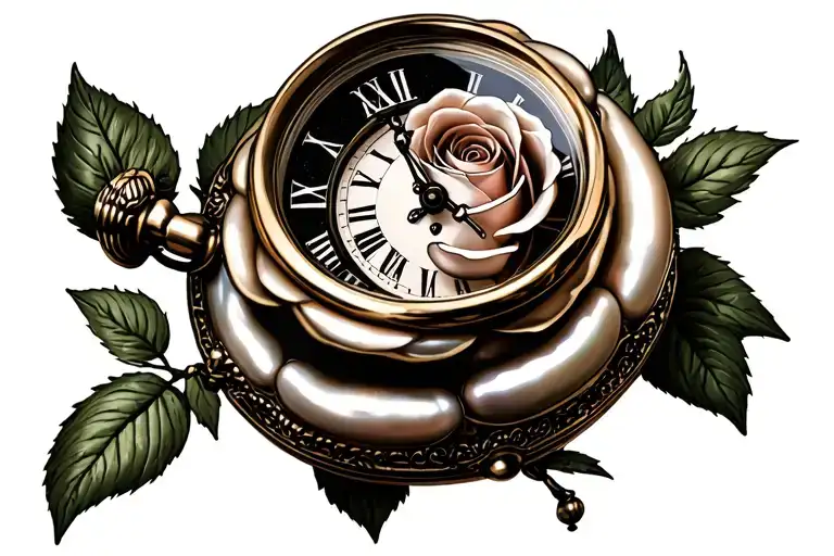 Pearl Antique Pocket Watch Rose