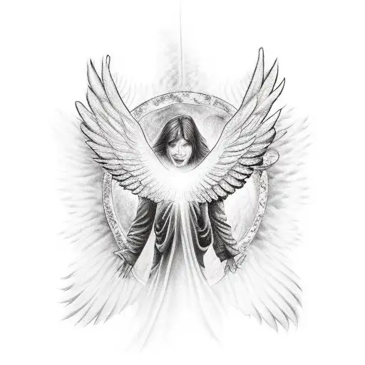 Angle Falling Backwards From Heaven With Burning Wings While Someone Reaches A Hand Out To Him