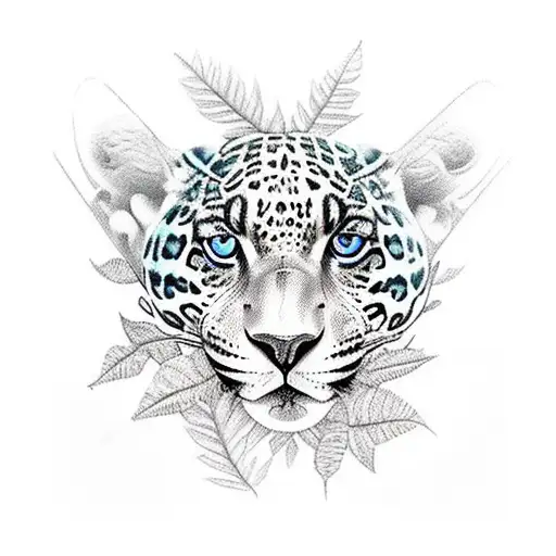 Jaguar With Amazon Forest Flora And Fauna