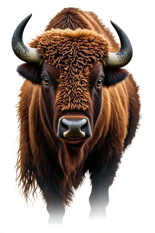 Front Facing Bison In Color