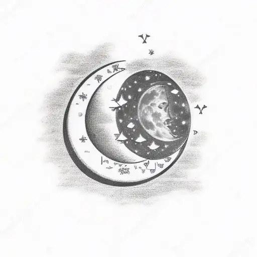 Waxing Crescent Moon With Virgo Constellation