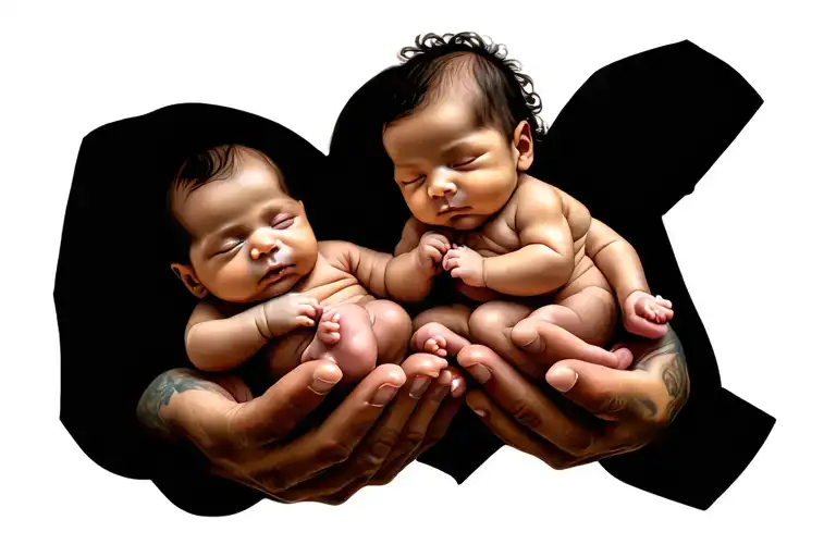 Twin Baby Brother Memorial In Mothers Hands Holding