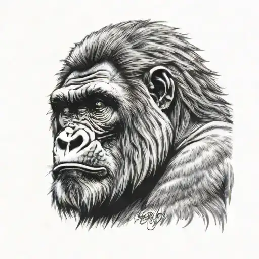 Silverback Gorilla And Lion Tattoo Head Profile