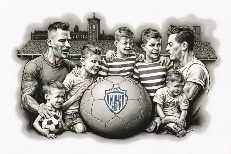 Football Family And Street Scene