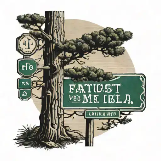 Pine Tree And Street Sign Faust Ln