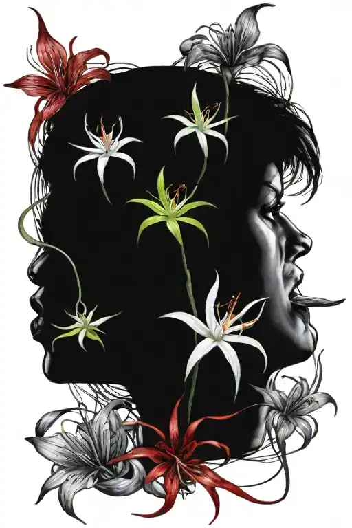 Red And White Spider Lily Intertwined