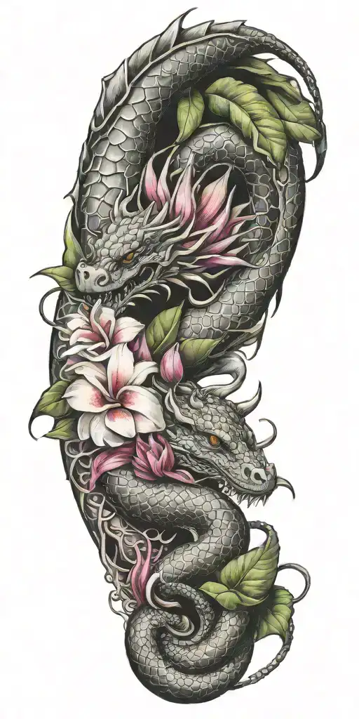 Dragon Winding With Dragonfruit And Plumeria