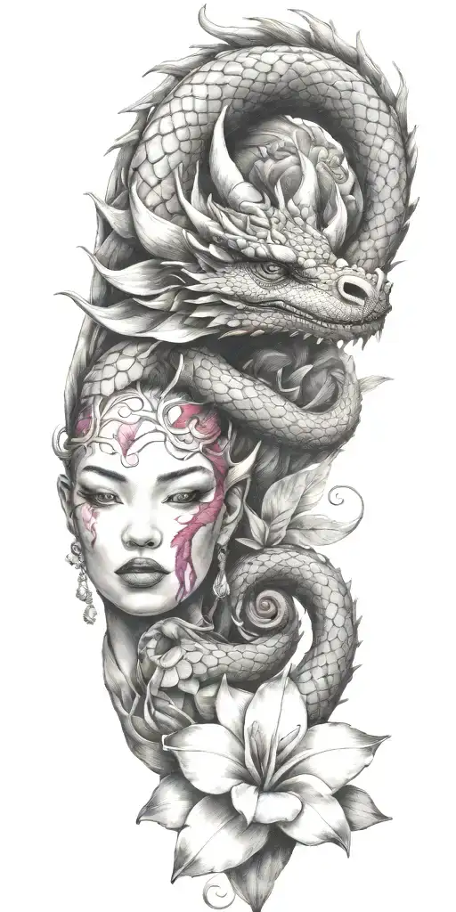 Dragon Head Winding With Dragonfruit And Plumeria