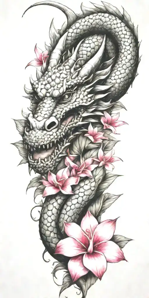 Dragon Head Winding With Dragonfruit And Plumeria