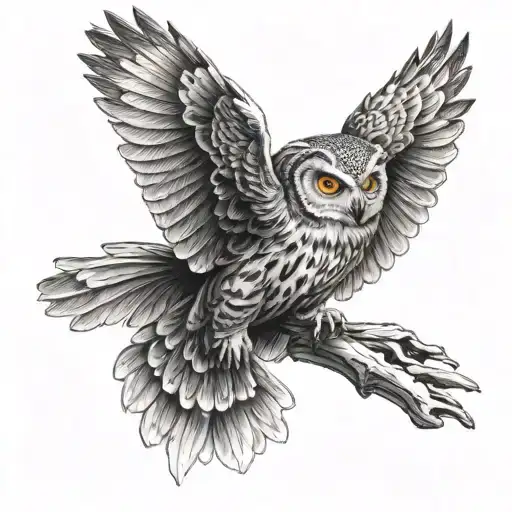 Owl Tattoo On Neck With Wings