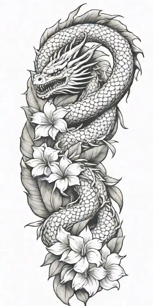 Dragon Winding With Dragonfruit And Plumeria