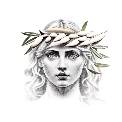 Greek Female Statue With Olive Branch