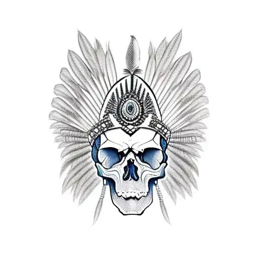 Skull With Indian Headdress