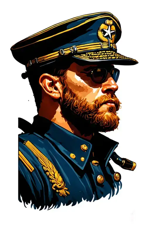 Boat Captain With Nautical Star And Diver