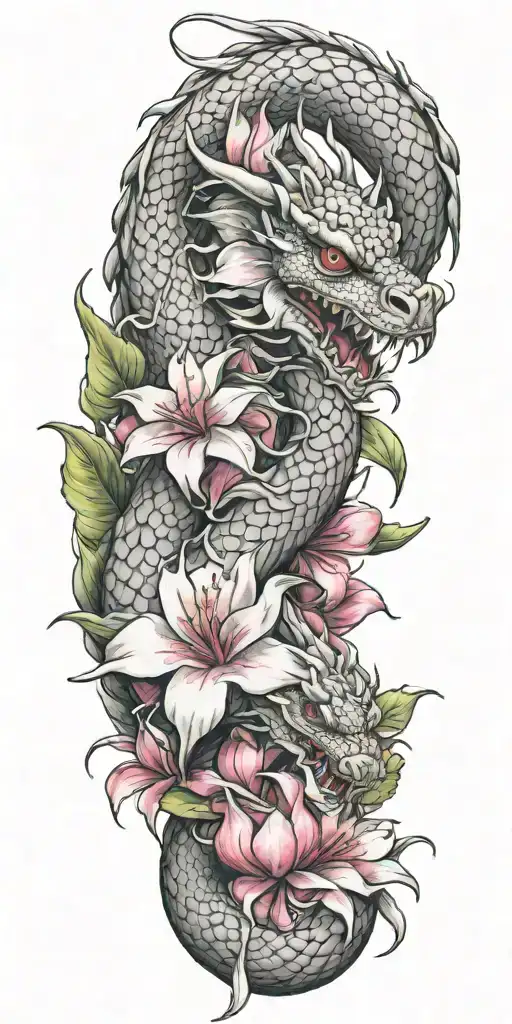 Dragon Winding With Dragonfruit And Plumeria