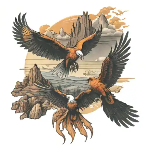 Coachells Valley Firebirds And Phoenix With Mountains