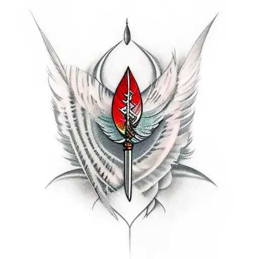 Dagger With Curvy Feathers On Top