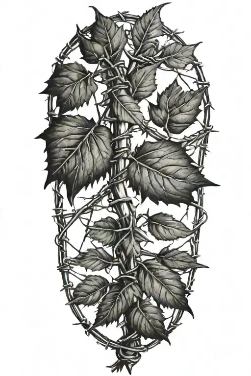 Thorns Barbed Wire With Leaves