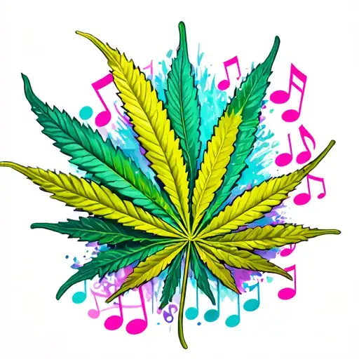 Music Notes With 420 Weed And Curacao