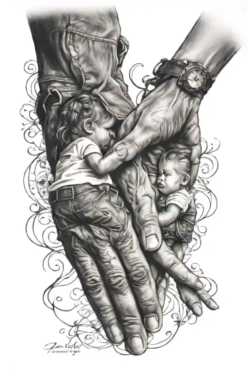 Dad And Daughter Holding Hands