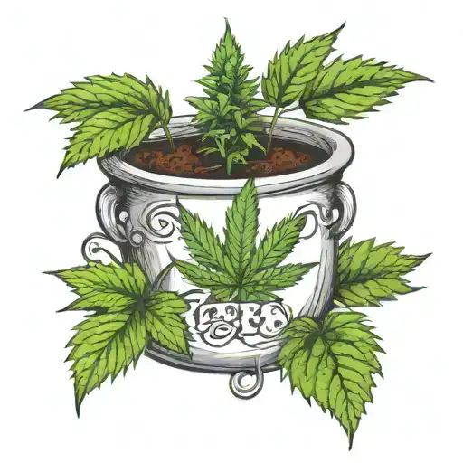 Marijuana Plant Growing In A Pot With The Word Herb Written On The Pot With A Heart Next To It