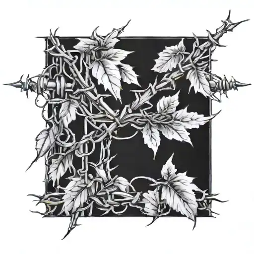 Thorns Barbed Wire With Leaves