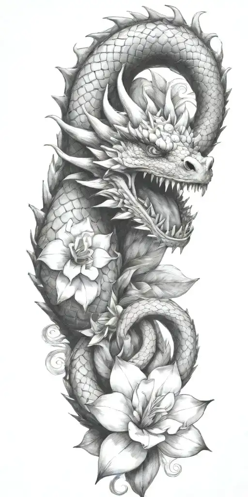 Dragon Head Winding With Dragonfruit And Plumeria